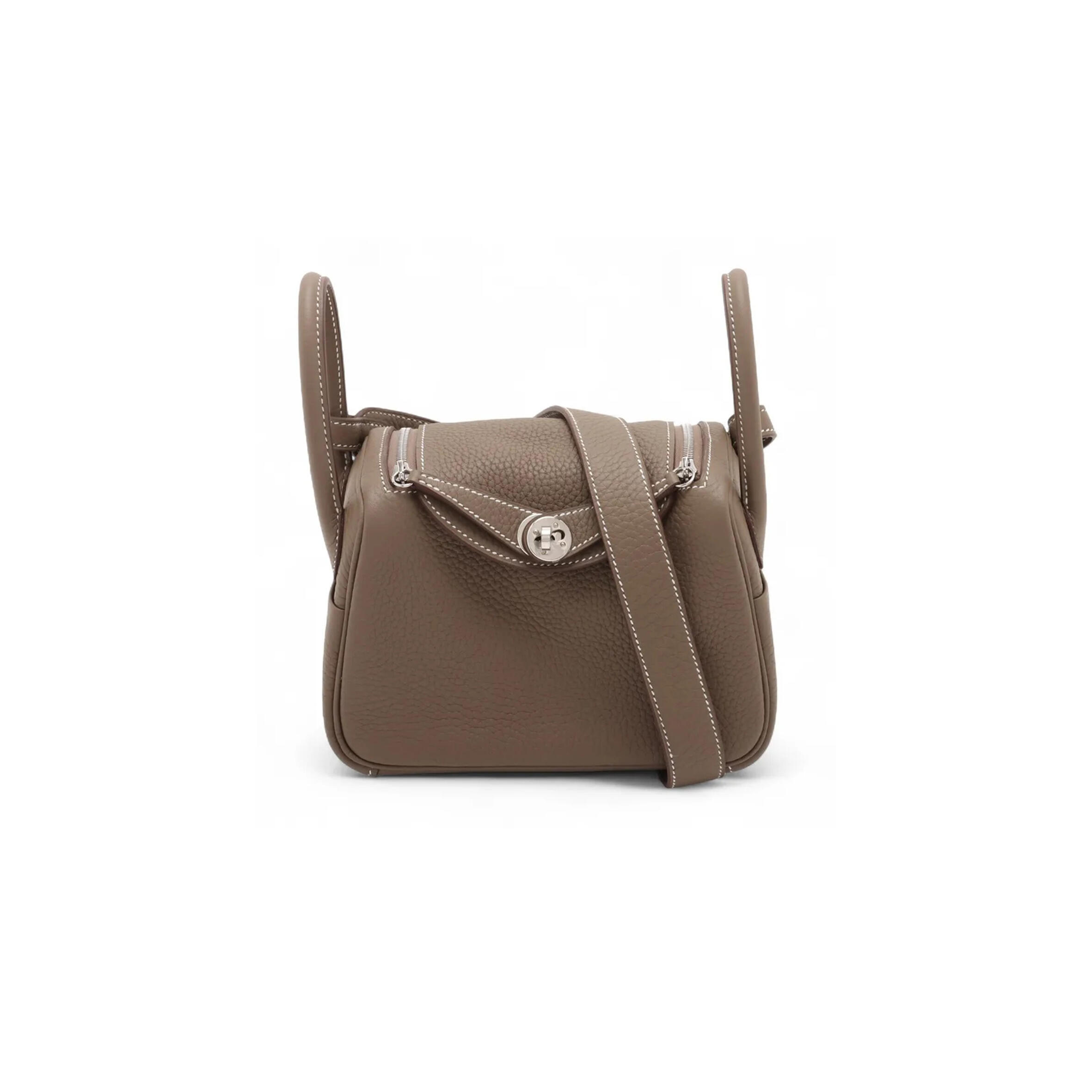 H**mes MASTER MINI LINDY IITAURILLON CLEMENCE ETOUPE SILVER METAL FITTINGS (19*13*9.5cm)